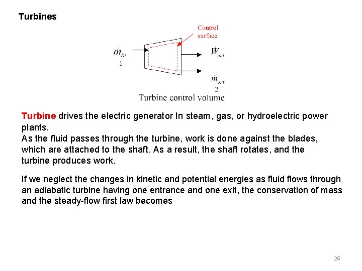 Turbines Turbine drives the electric generator In steam, gas, or hydroelectric power plants. As