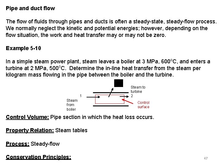 Pipe and duct flow The flow of fluids through pipes and ducts is often