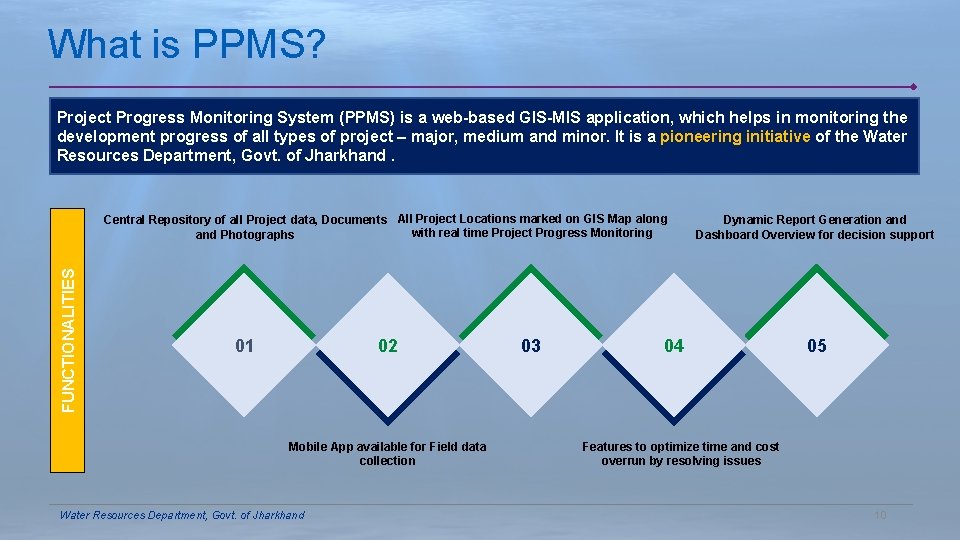 What is PPMS? Project Progress Monitoring System (PPMS) is a web-based GIS-MIS application, which