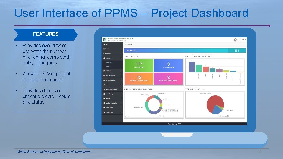 User Interface of PPMS – Project Dashboard FEATURES • Provides overview of projects with