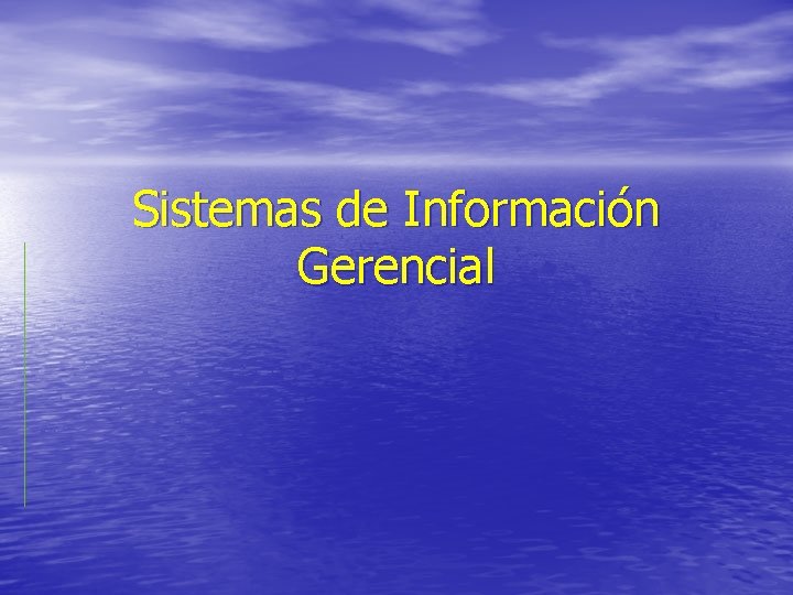 Sistemas de Información Gerencial 