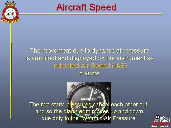 Aircraft Speed The movement due to dynamic air pressure is amplified and displayed on