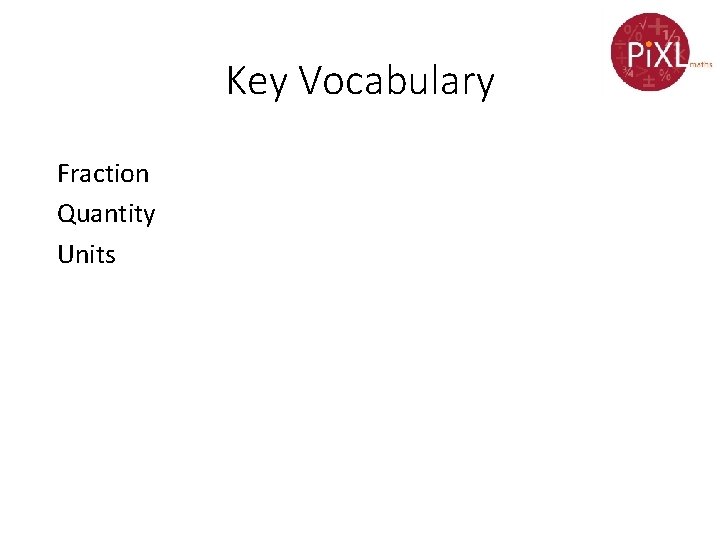 Key Vocabulary Fraction Quantity Units Key Vocabulary Fraction Quantity Units