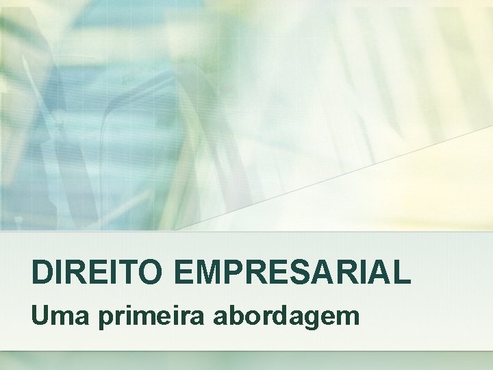 DIREITO EMPRESARIAL Uma primeira abordagem 