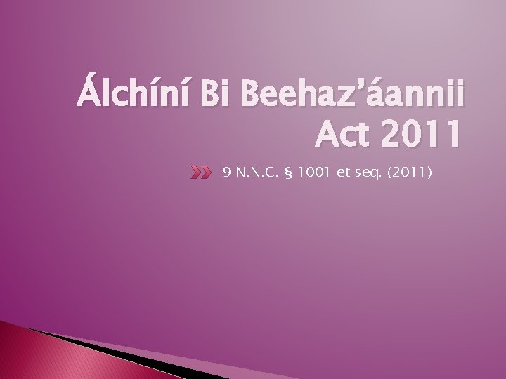 Álchíní Bi Beehaz’áannii Act 2011 9 N. N. C. § 1001 et seq. (2011)