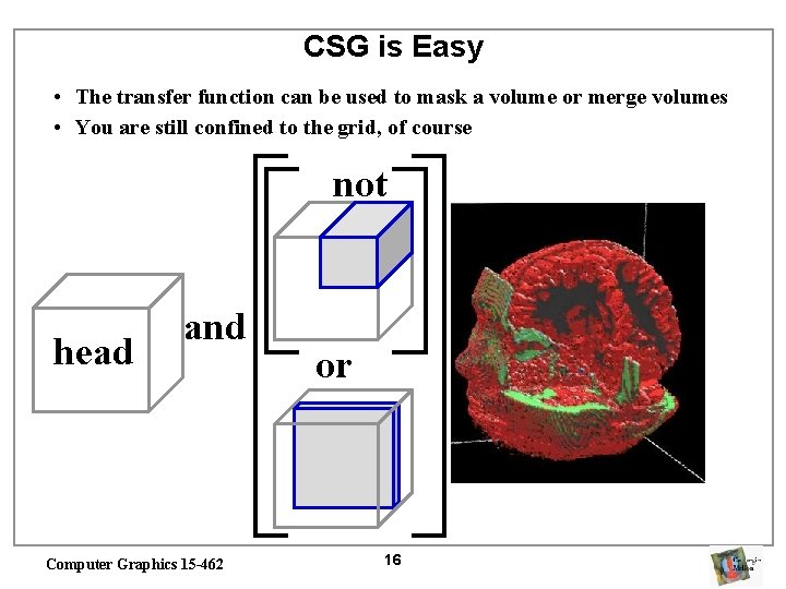 CSG is Easy • The transfer function can be used to mask a volume