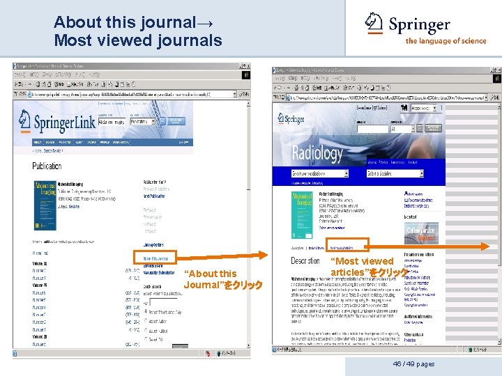 About this journal→ Most viewed journals “About this Journal”をクリック “Most viewed articles”をクリック 46 /
