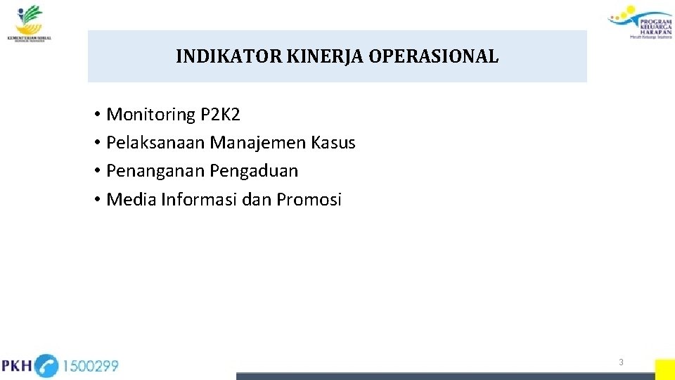 INDIKATOR KINERJA OPERASIONAL • Monitoring P 2 K 2 • Pelaksanaan Manajemen Kasus •