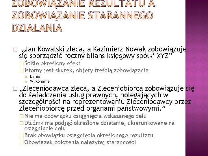 � „Jan Kowalski zleca, a Kazimierz Nowak zobowiązuje się sporządzić roczny bilans księgowy spółki