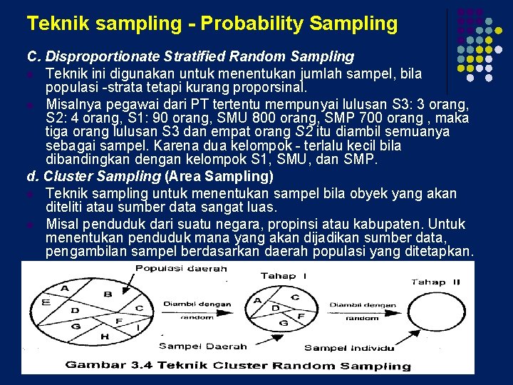 Teknik sampling - Probability Sampling C. Disproportionate Stratified Random Sampling l Teknik ini digunakan
