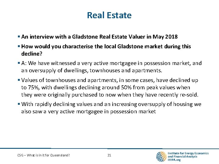 Real Estate § An interview with a Gladstone Real Estate Valuer in May 2018