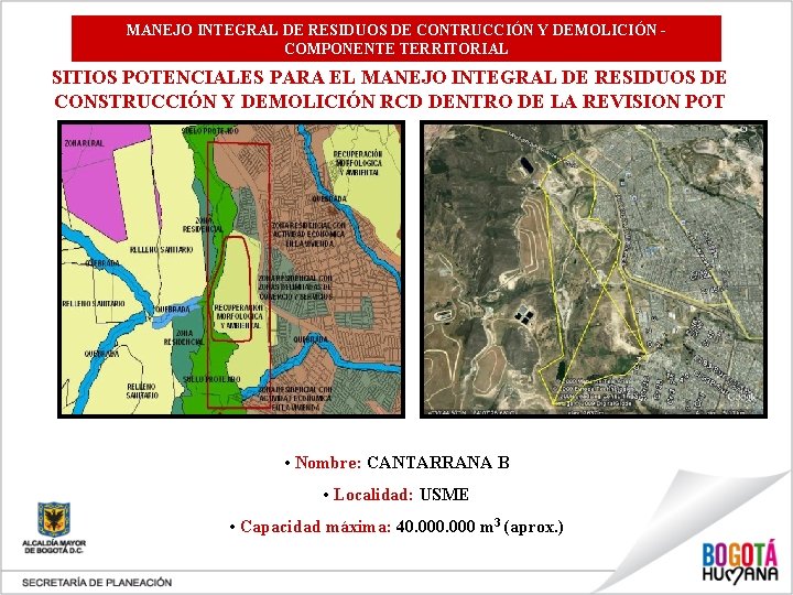 MANEJO INTEGRAL DE RESIDUOS DE CONTRUCCIÓN Y DEMOLICIÓN COMPONENTE TERRITORIAL SITIOS POTENCIALES PARA EL