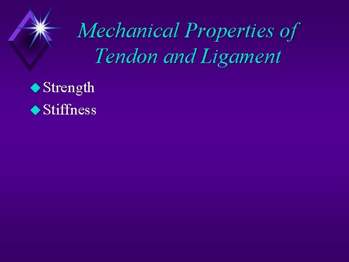 Mechanical Properties of Tendon and Ligament u Strength u Stiffness 