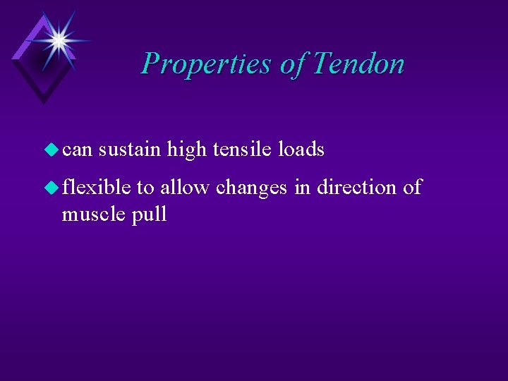Properties of Tendon u can sustain high tensile loads u flexible to allow changes
