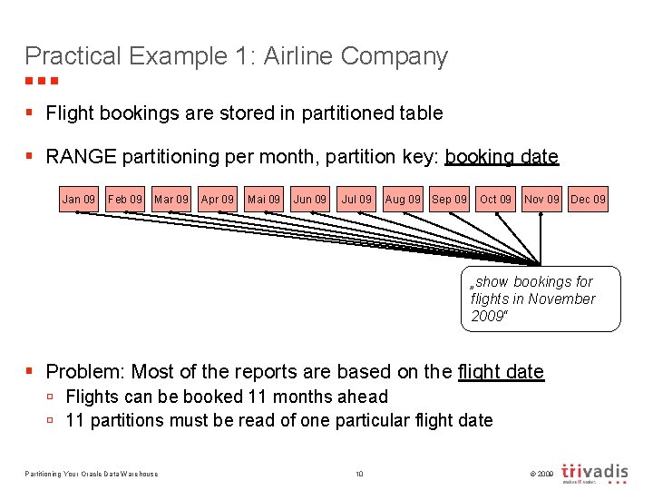 Practical Example 1: Airline Company § Flight bookings are stored in partitioned table §
