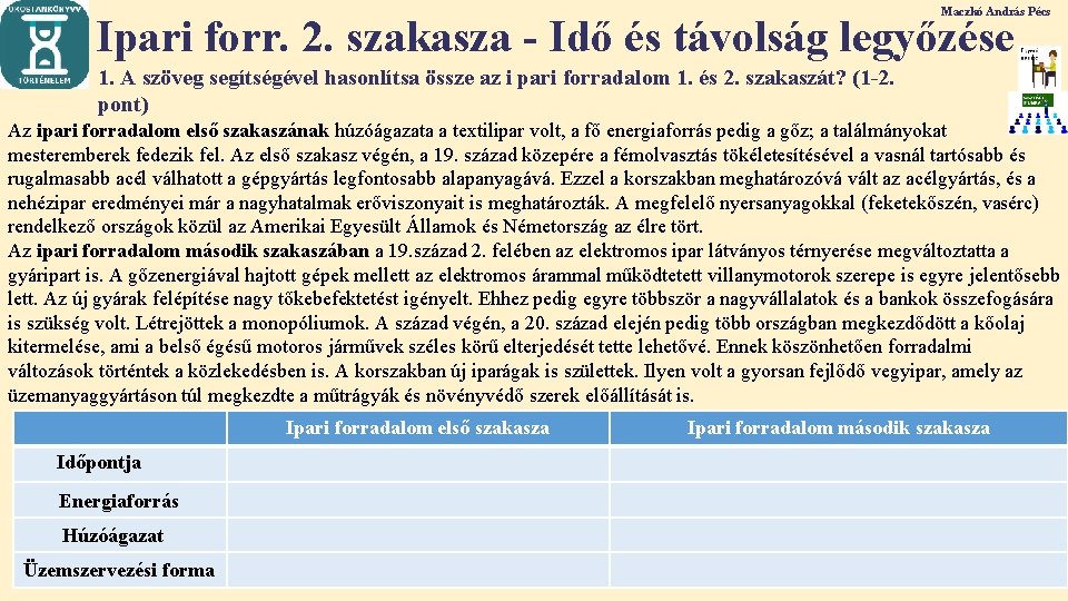 Maczkó András Pécs Ipari forr. 2. szakasza - Idő és távolság legyőzése 1. A Maczkó András Pécs Ipari forr. 2. szakasza - Idő és távolság legyőzése 1. A