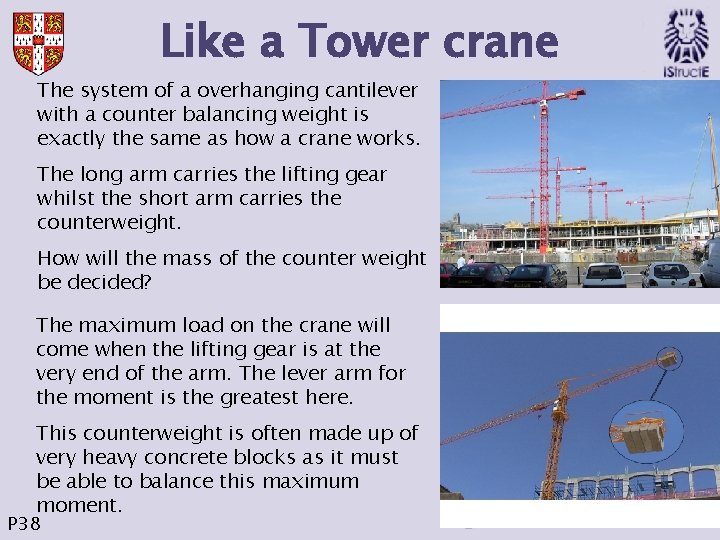 Like a Tower crane The system of a overhanging cantilever with a counter balancing