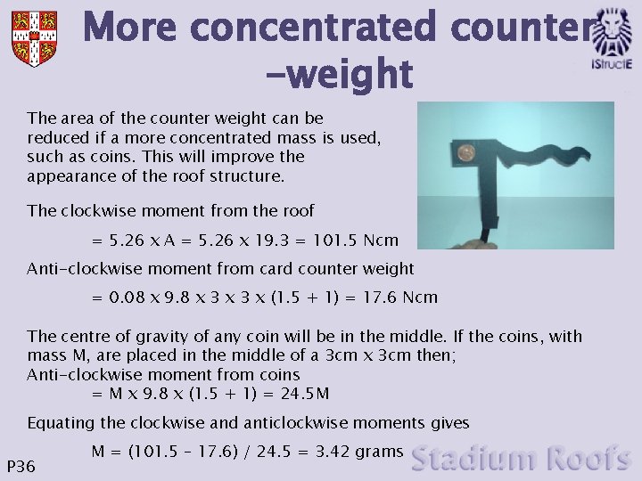 More concentrated counter -weight The area of the counter weight can be reduced if