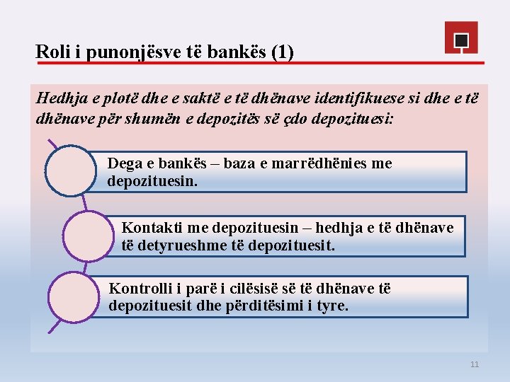 Roli i punonjësve të bankës (1) Hedhja e plotë dhe e saktë e të