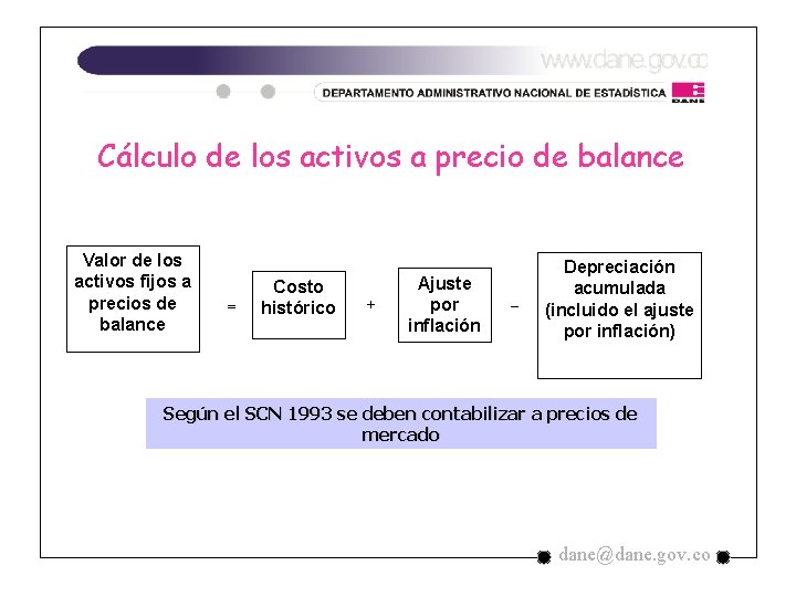 Cálculo de los activos a precio de balance Valor de los activos fijos a Cálculo de los activos a precio de balance Valor de los activos fijos a
