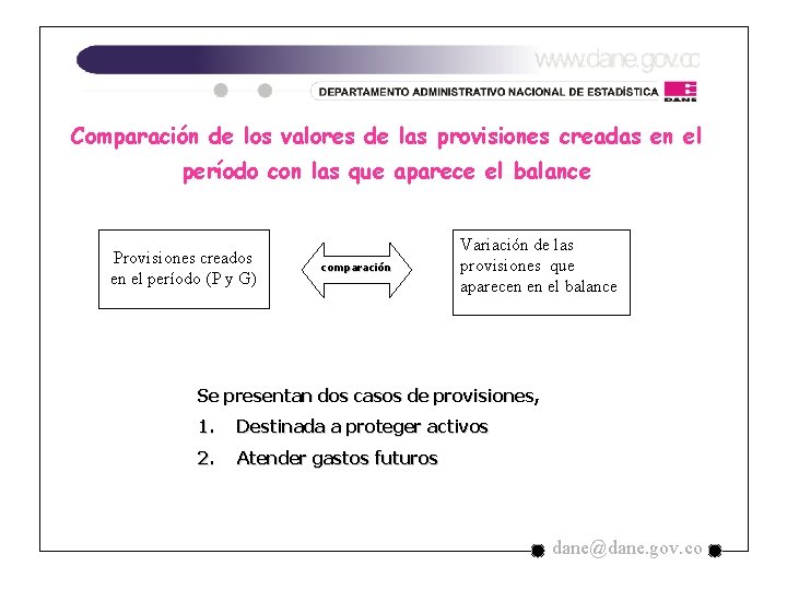 Comparación de los valores de las provisiones creadas en el período con las que Comparación de los valores de las provisiones creadas en el período con las que