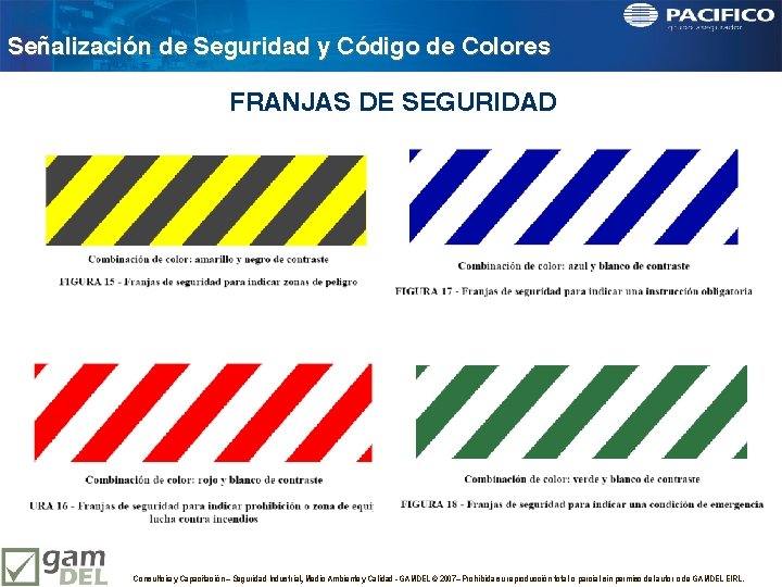 Señalización de Seguridad y Código de Colores FRANJAS DE SEGURIDAD Consultoría y Capacitación –