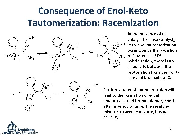 Consequence of Enol-Keto Tautomerization: Racemization In the presence of acid catalyst (or base catalyst),