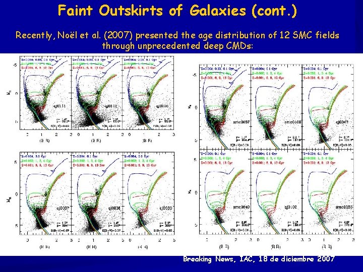 Faint Outskirts of Galaxies (cont. ) Recently, Noël et al. (2007) presented the age