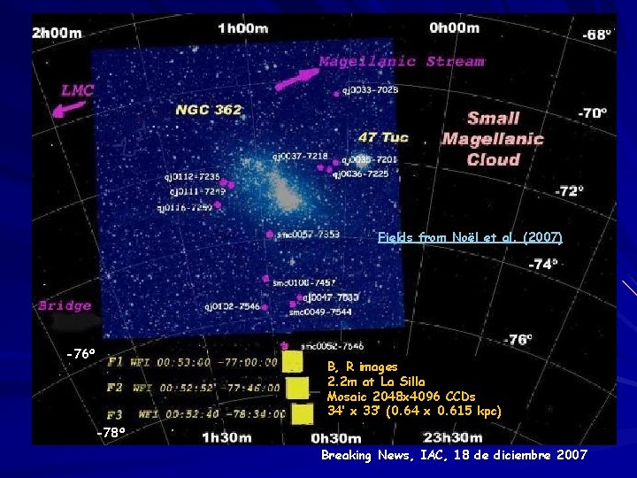 Fields from Noël et al. (2007) -76º B, R images 2. 2 m at