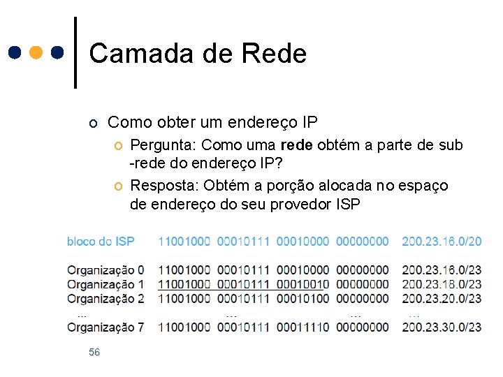 Camada de Rede o Como obter um endereço IP o Pergunta: Como uma rede