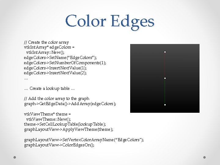Color Edges // Create the color array vtk. Int. Array* edge. Colors = vtk. Color Edges // Create the color array vtk. Int. Array* edge. Colors = vtk.