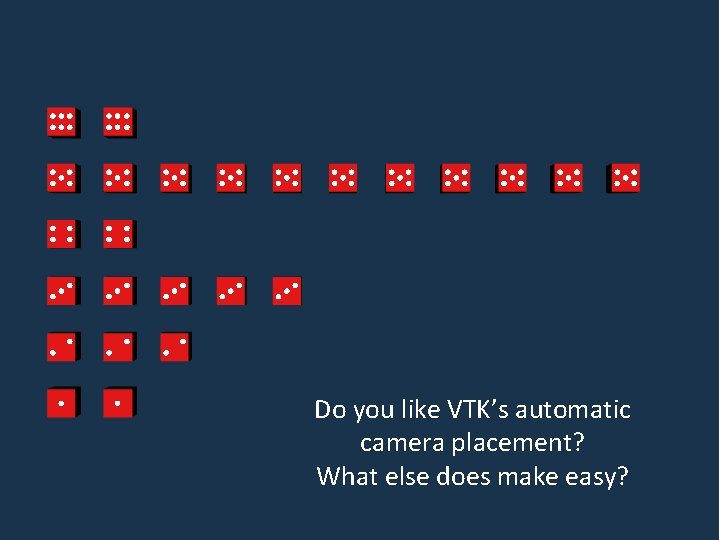 Do you like VTK’s automatic camera placement? What else does make easy? Do you like VTK’s automatic camera placement? What else does make easy?