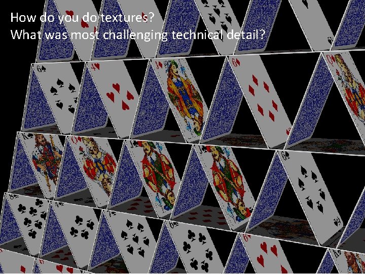 How do you do textures? What was most challenging technical detail? How do you do textures? What was most challenging technical detail?