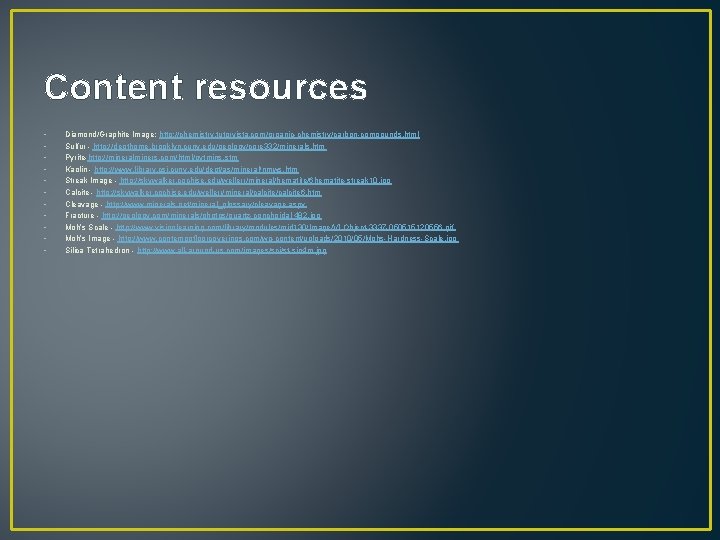 Content resources • • • Diamond/Graphite Image: http: //chemistry. tutorvista. com/organic-chemistry/carbon-compounds. html Sulfur -