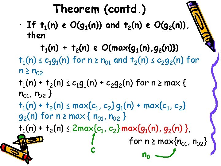 Theorem (contd. ) • If t 1(n) є O(g 1(n)) and t 2(n) є