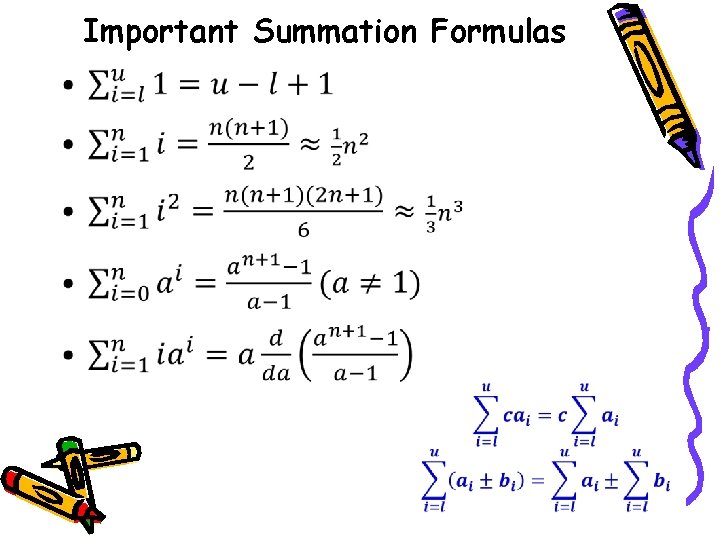 Important Summation Formulas • 