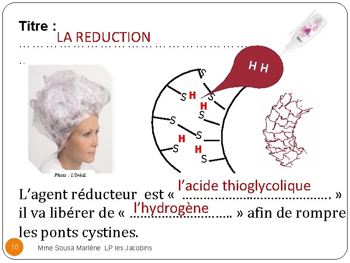 Titre : LA REDUCTION ……………………… ……. H H S SH S S H S Titre : LA REDUCTION ……………………… ……. H H S SH S S H S