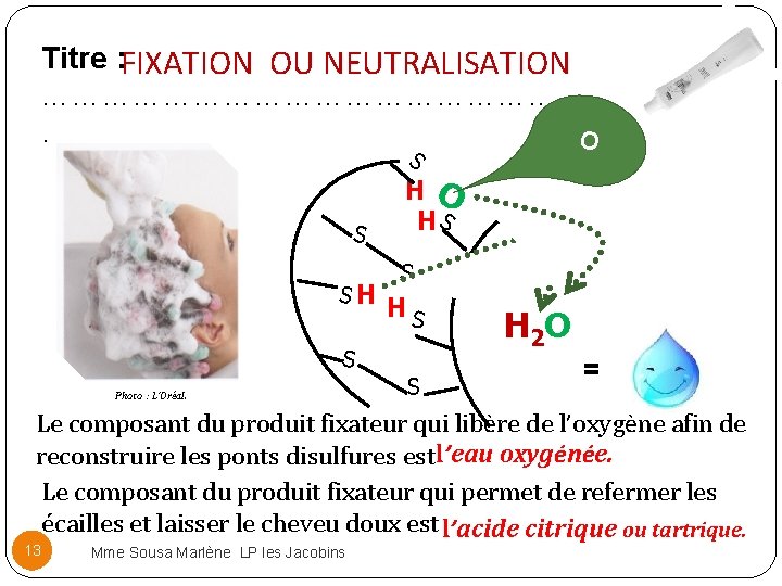 Titre : FIXATION OU NEUTRALISATION ……………………… ……. O S S SH S Photo : Titre : FIXATION OU NEUTRALISATION ……………………… ……. O S S SH S Photo :