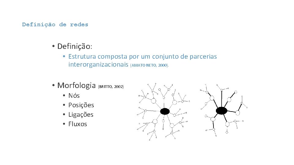 Definição de redes • Definição: • Estrutura composta por um conjunto de parcerias interorganizacionais