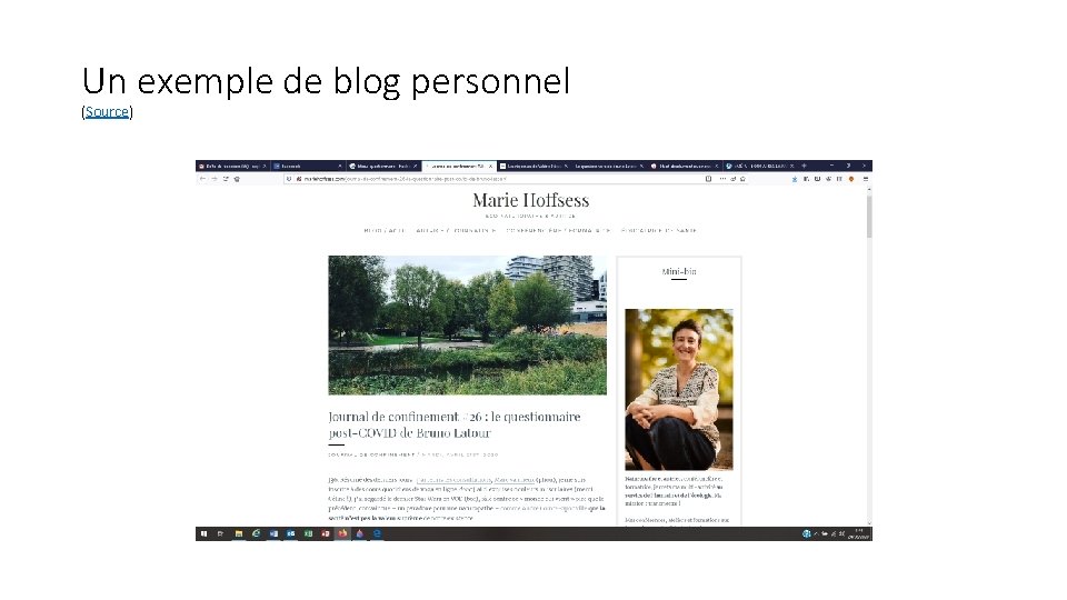 Un exemple de blog personnel (Source) 