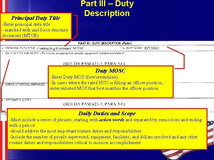 Principal Duty Title Part III – Duty Description -Enter principal duty title - matched Principal Duty Title Part III – Duty Description -Enter principal duty title - matched