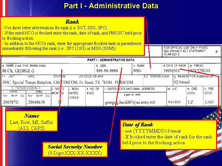 Part I - Administrative Data Rank - Use three letter abbreviation for rank (i. Part I - Administrative Data Rank - Use three letter abbreviation for rank (i.