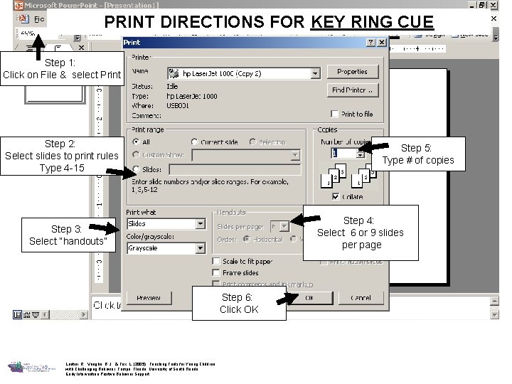 PRINT DIRECTIONS FOR KEY RING CUE Step 1: Click on File & select Print