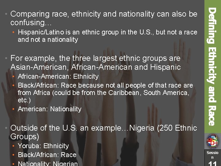  • Hispanic/Latino is an ethnic group in the U. S. , but not