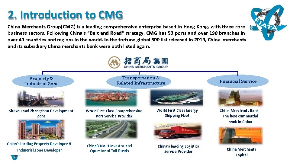 2. Introduction to CMG China Merchants Group(CMG) is a leading comprehensive enterprise based in 2. Introduction to CMG China Merchants Group(CMG) is a leading comprehensive enterprise based in
