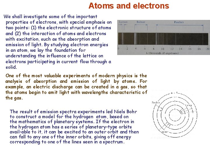 Atoms and electrons We shall investigate some of the important properties of electrons, with