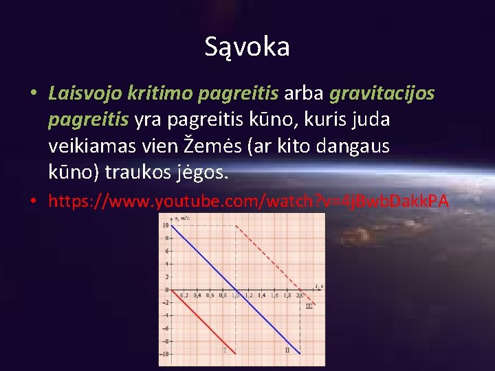 Sąvoka • Laisvojo kritimo pagreitis arba gravitacijos pagreitis yra pagreitis kūno, kuris juda veikiamas