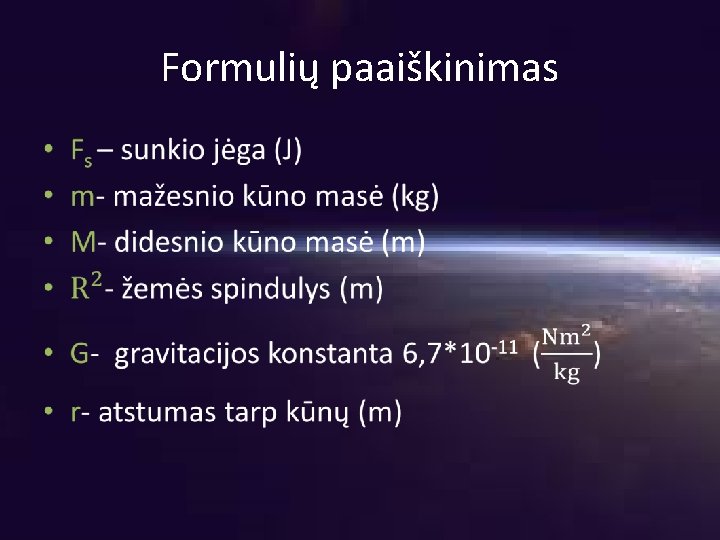 Formulių paaiškinimas • 