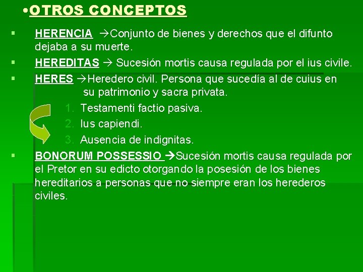  • OTROS CONCEPTOS § § HERENCIA Conjunto de bienes y derechos que el