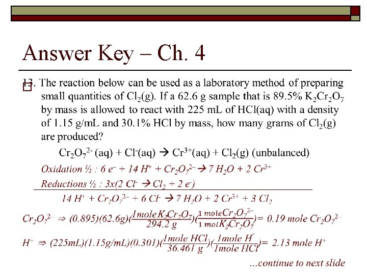 Answer Key – Ch. 4 o 